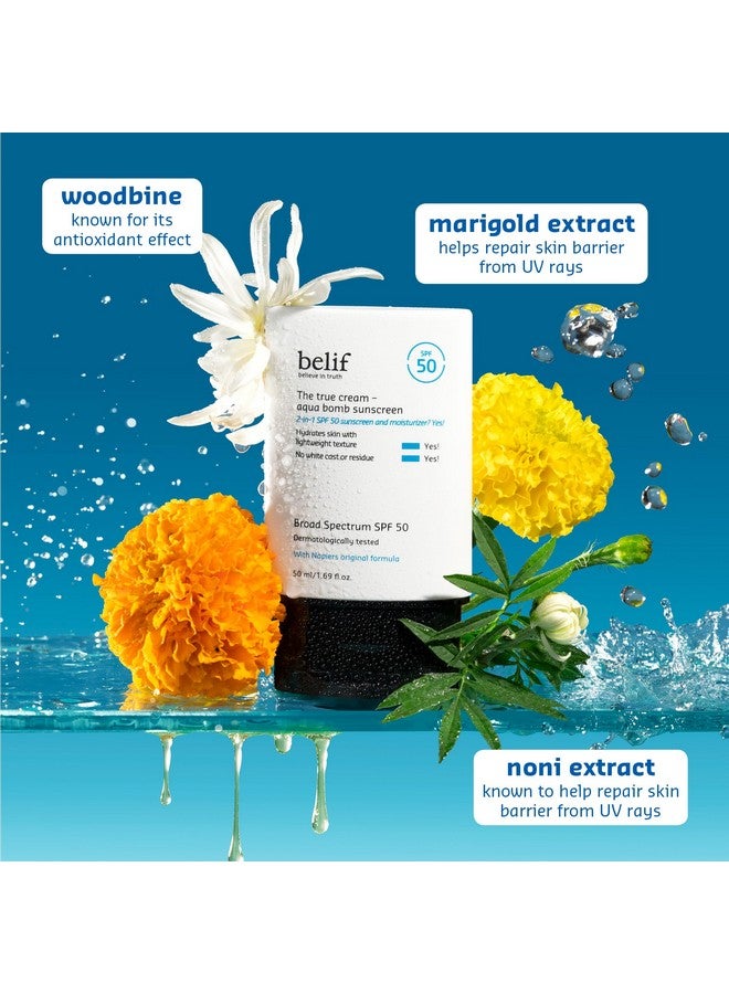 belif واقي شمس إليف أكوا بومب طيف واسع SPF 50 ; واقي شمس مرطب 2 في 1 خفيف الوزن ; لمسة نظيفة ; 1.69 أونصة سائلة بيضاء - Image 5