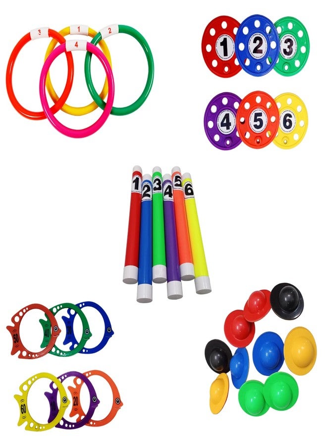 Fitfix® Swimming Toy Set of Floating Egg Flips, Diving Discs, Diving Fish, Sinker Rings Diving Stick I Diving Toys for Children I Ideal Gift Set - Made in India (Fitfix Premium Combo) - Image 1