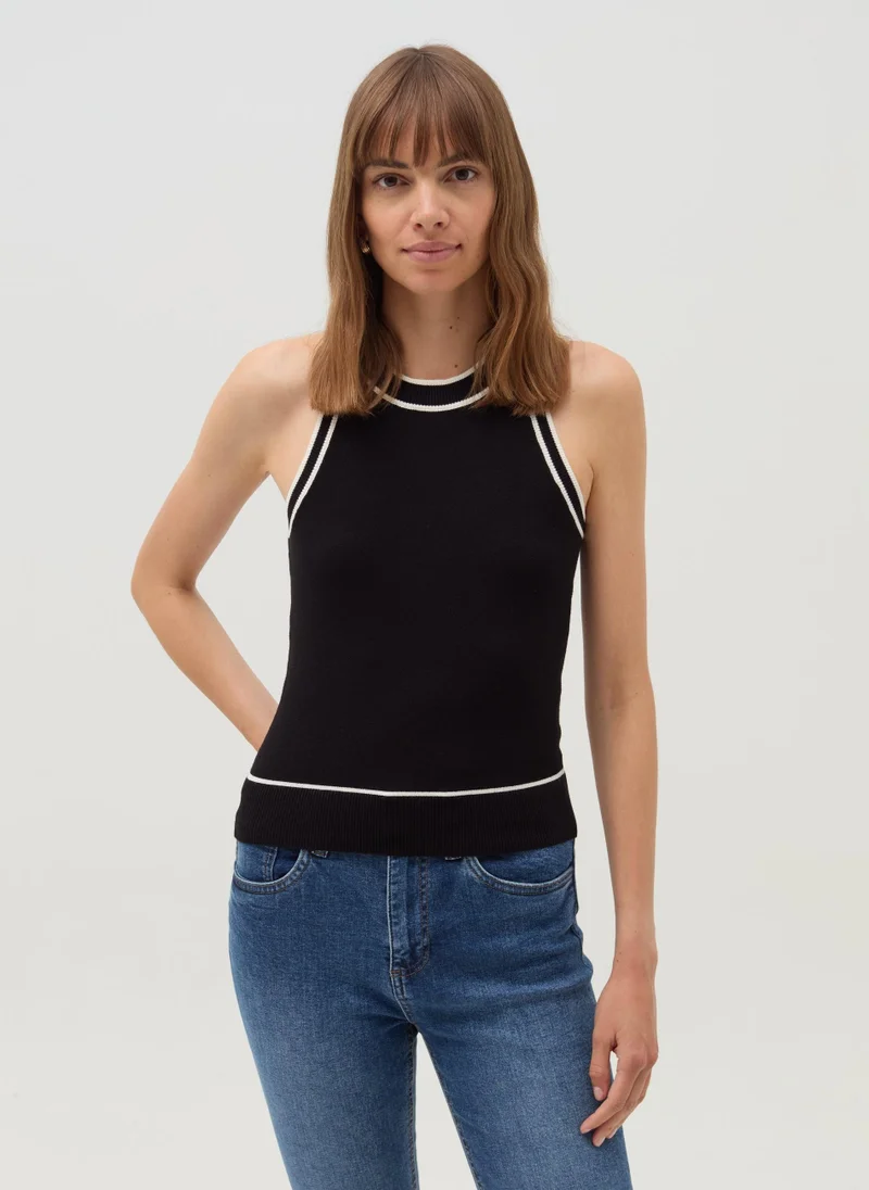 او في اس Tank top with contrasting edging