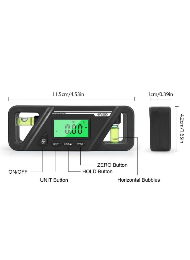 منقلة رقمية وجهاز قياس الميل، منقلة مغناطيسية ومسطرة مستوى، أداة قياس زاوية دقيقة 0.1° للنجارة، السيارات، التصنيع، محمولة - Image 3