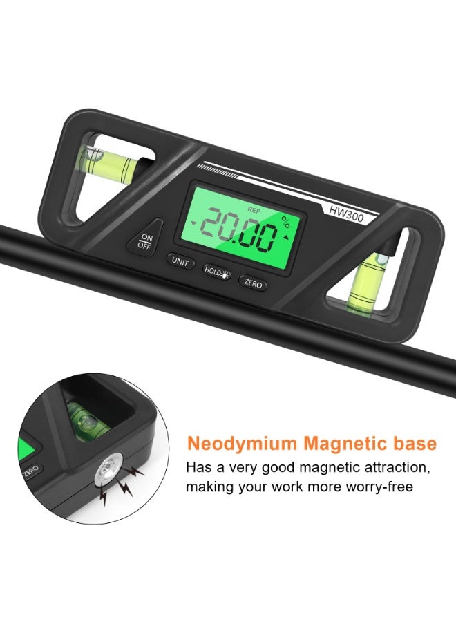 منقلة رقمية وجهاز قياس الميل، منقلة مغناطيسية ومسطرة مستوى، أداة قياس زاوية دقيقة 0.1° للنجارة، السيارات، التصنيع، محمولة - Image 4