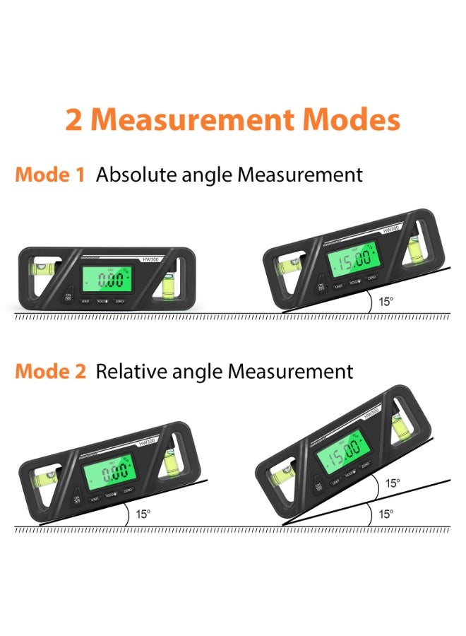 منقلة رقمية وجهاز قياس الميل، منقلة مغناطيسية ومسطرة مستوى، أداة قياس زاوية دقيقة 0.1° للنجارة، السيارات، التصنيع، محمولة - Image 2