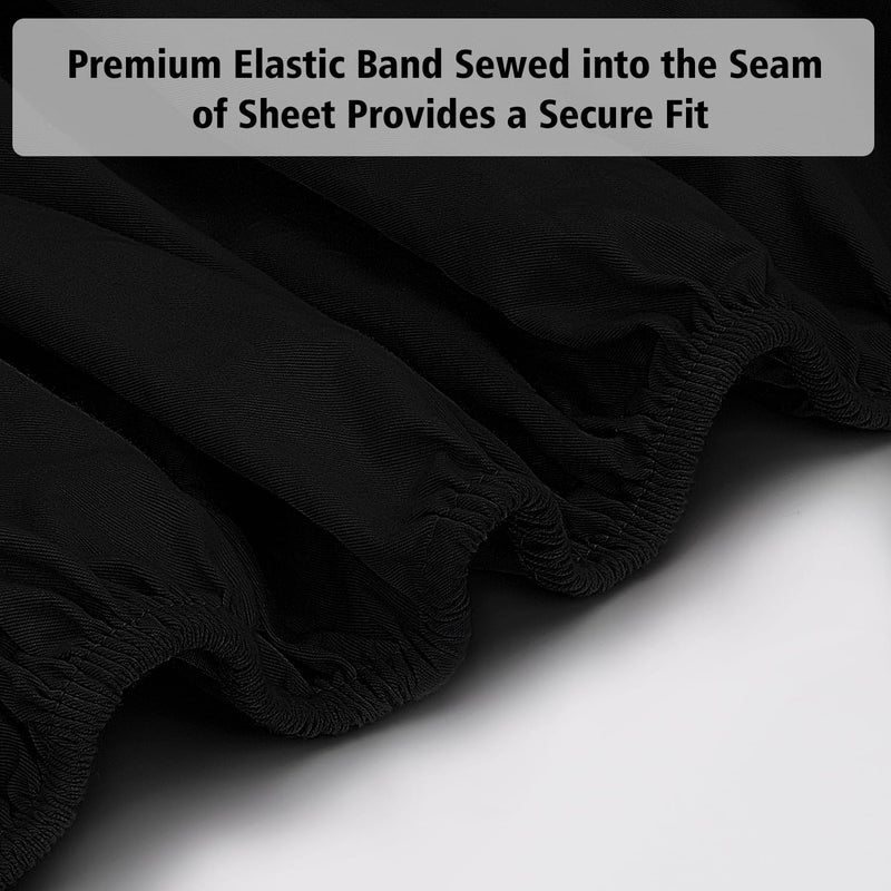 Lirex Fitted Sheet  King Size 100% Egyptian Cotton 300 Thread Count Soft Breathable Fitted Sheet  200x200cm  Black - Image 2