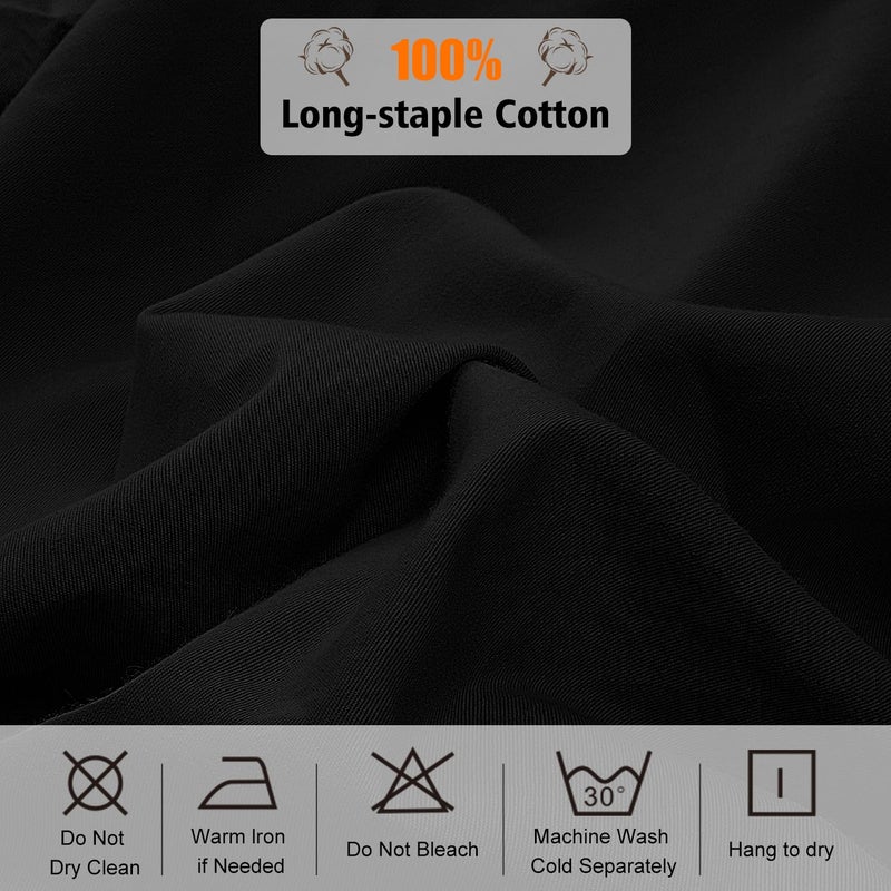 Lirex Fitted Sheet  King Size 100% Egyptian Cotton 300 Thread Count Soft Breathable Fitted Sheet  200x200cm  Black - Image 3
