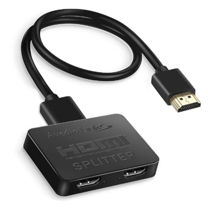 HDMI Splitter 1 in 2 Out with 4ft HDMI Cable, 4K Dual Monitor Splitter for Desktop Setup, Aluminum Housing, Signal Amplification, Black, Supports Duplicate/Mirror Mode Only - Image 1
