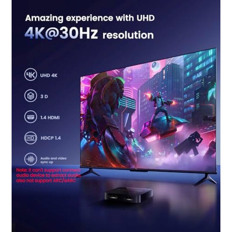 HDMI Splitter 1 in 2 Out with 4ft HDMI Cable, 4K Dual Monitor Splitter for Desktop Setup, Aluminum Housing, Signal Amplification, Black, Supports Duplicate/Mirror Mode Only - Image 5