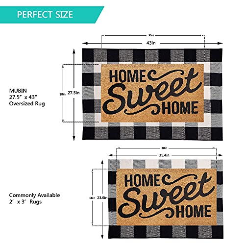 MUBIN Cotton Buffalo Plaid Rug 27.5 x 43 Inches Black and White Check Rugs Hand-Woven Indoor or Outdoor Rugs for Layered Door Mats Washable Carpet for Front Porch, Kitchen, Farmhouse, Entryway - Image 3