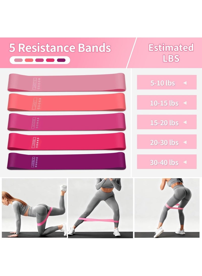Kingone 14-Piece Pilates Kit for Women, Home Workout Set with Magic Circle, Mini Ball, Resistance Bands, Foam Roller, Stretch Strap, Grip Socks and Carry Bag, Pink - Image 5