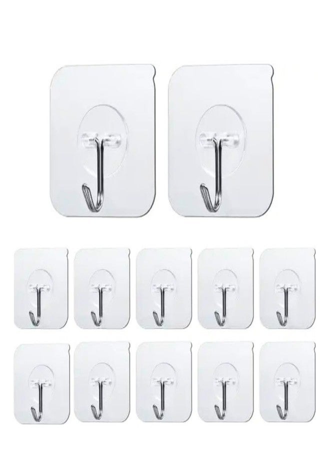 RBC 6Pcs Self Adhesive Wall Hooks, Heavy Duty Sticky Hooks for Hanging, Wall Hangers for Hanging Kitchen Bathroom Bedroom Accessories -Transparent Hooks - Image 2