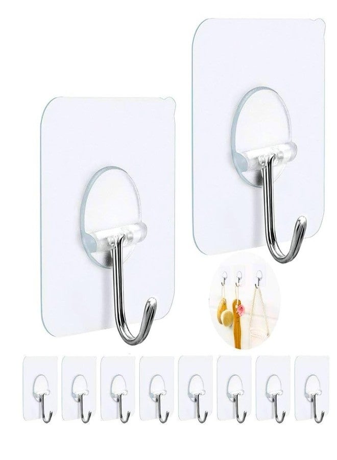 RBC 6Pcs Self Adhesive Wall Hooks, Heavy Duty Sticky Hooks for Hanging, Wall Hangers for Hanging Kitchen Bathroom Bedroom Accessories -Transparent Hooks - Image 3