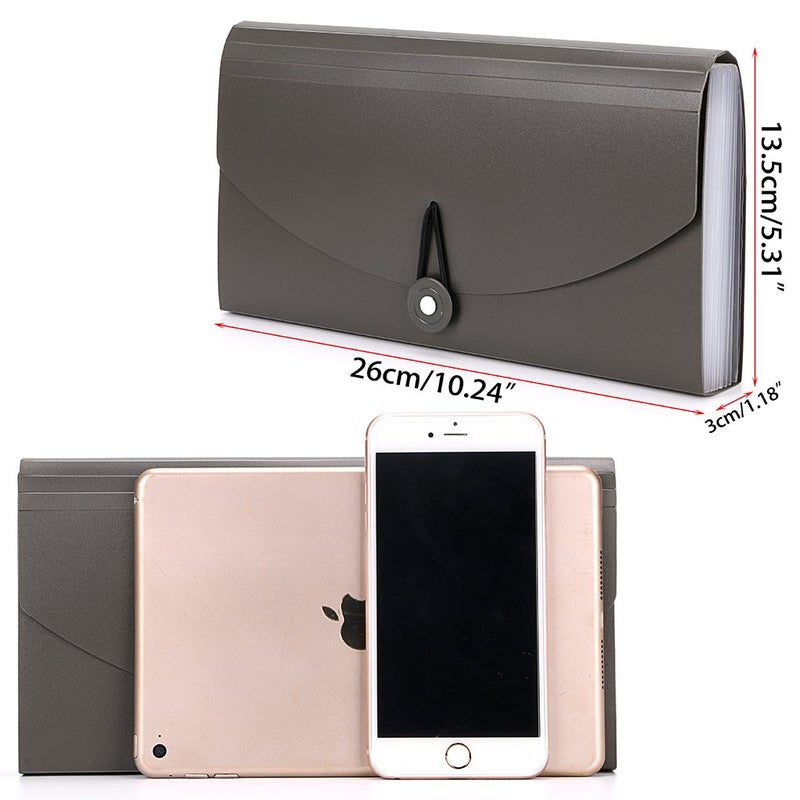 BTSKY حافظة ملفات قابلة للتوسيع من BTSKY - 13 جيب حافظة أكورديون صغيرة قابلة للتوسيع لحفظ البطاقات والتذاكر حافظة تخزين الملفات حافظة فواتير بلاستيكية منظم مستندات الأعمال حقيبة جديدة رمادية - Image 2