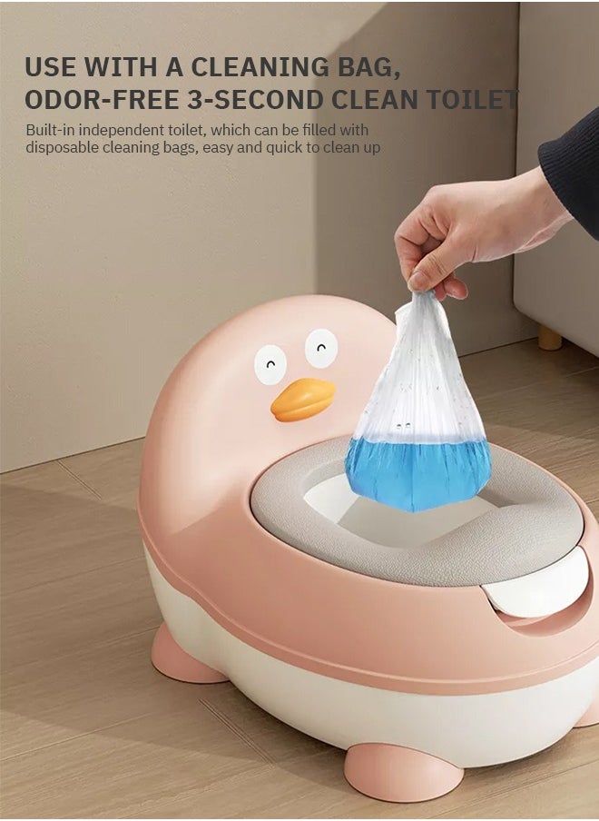 BAYBEE - Ducky Western Toilet Kids Potty Seat for Baby Baby Potty Training Seat Chair with Closing Lid Tray Kids Toilet Seat Baby Potty Seat for Toddlers Kids 1 to 6 Years Boys Girl Pink - Image 1