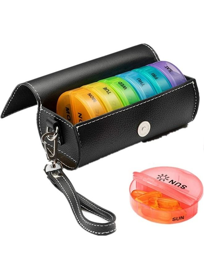 ماكدو منظم حبوب الدواء الأسبوعي 4 مرات في اليوم صندوق منظم حبوب الدواء 7 مقصورات يومية صباحًا / مساءً مع قاطع مقسم مكون من 28 خلية دواء كبير للسفر مع - Image 1