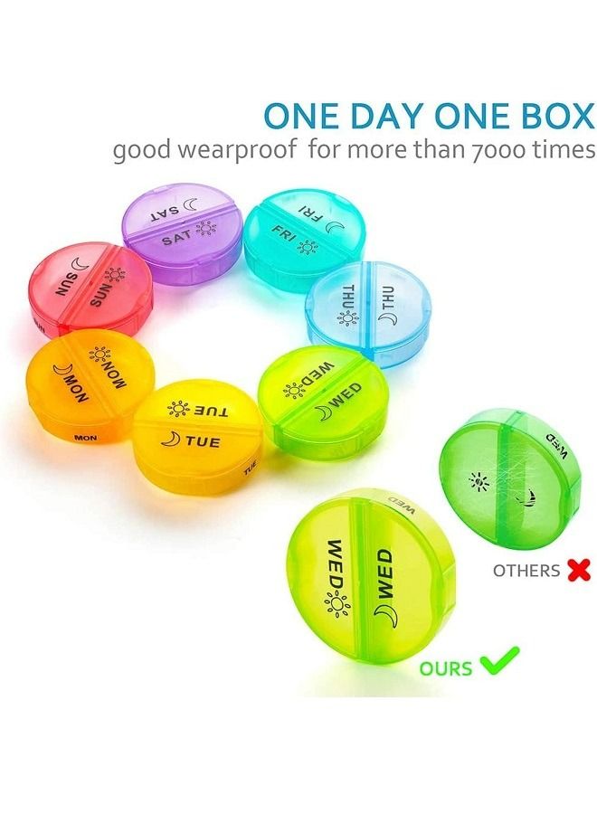 ماكدو منظم حبوب الدواء الأسبوعي 4 مرات في اليوم صندوق منظم حبوب الدواء 7 مقصورات يومية صباحًا / مساءً مع قاطع مقسم مكون من 28 خلية دواء كبير للسفر مع - Image 5