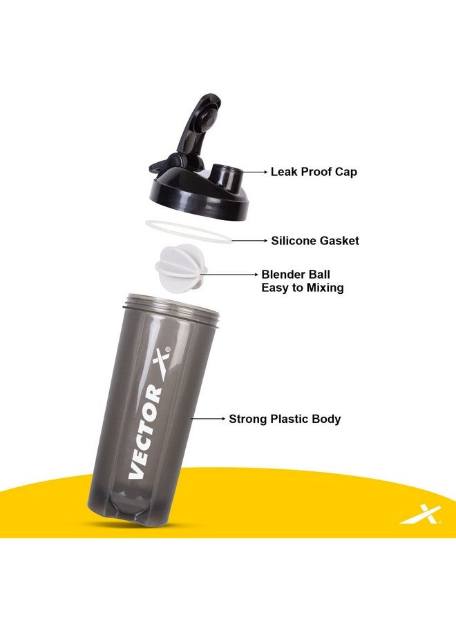 Vector X Shaker Bottle For Protein Shake With Material Grade 0.5 Non Toxic Shaker for Cycling/Gym/Excercise Outdoor (BLACK) - Image 3