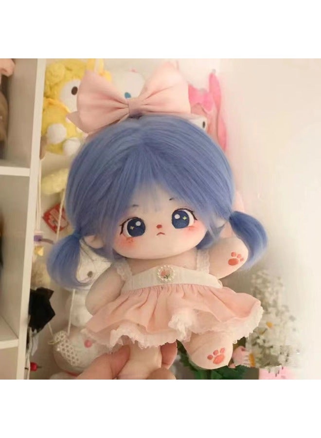 Buobao 20cm Cotton Doll Fried Hair Naked Doll Plush Toy Figure Doll Dress-up Doll Gift For Girls-Specifications:The Wrong Treasure 20cm Has A Skeleton-Color:Cuobao Nude Baby + Hairstyle + Pink Peach Suit (comb Rubber Band Conditioner)  - Image 1