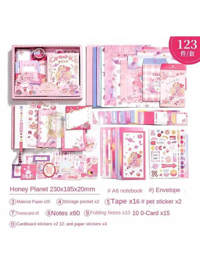 Bluejw Student Hand Account Book Gift Box Suit Cartoon Color Loose-leaf Diary Book Creative Gift Prizes Hand Account Material Wholesale - Image 1