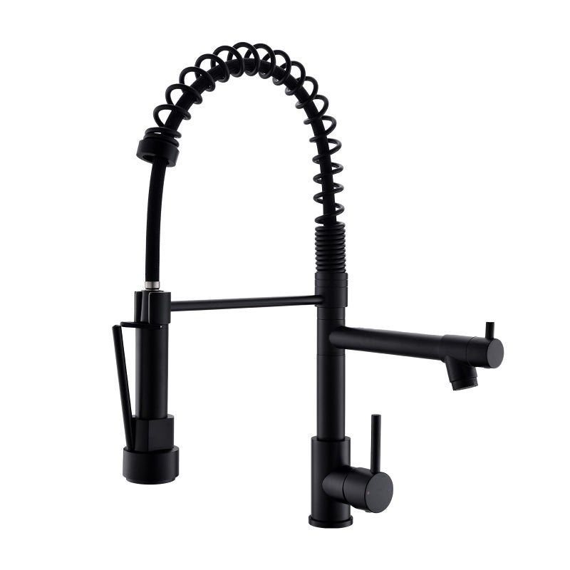 Kitchen FaucetKitchen Faucets with Pull Down Sprayer AIMADI Commercial Style Single Handle Matte Black Kitchen Faucet with Sprayer