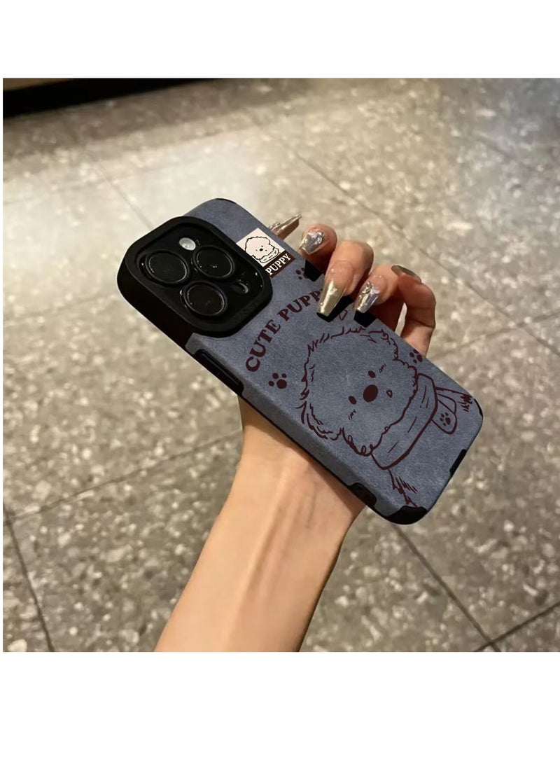 NIBEMINENT Scarf Puppy Protective TPU Case Cover For IPhone 16 Plus, Blue