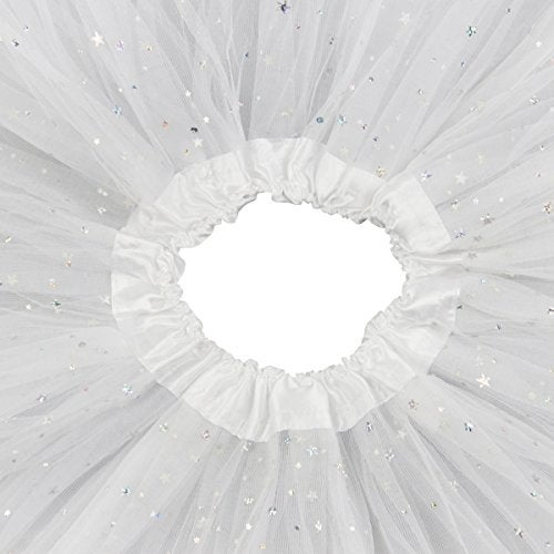 Jastore® Girls Layered Stars Sequins Tutu Skirt Princess Ballet Dance Dress (White) - Image 3