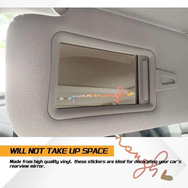 WINUERK You Are Enough Rearview Mirror Decal, Inspirational Vinyl Self-Love Stickers for Cars, Universal Accessories for Women (Laser Silver) - Image 5