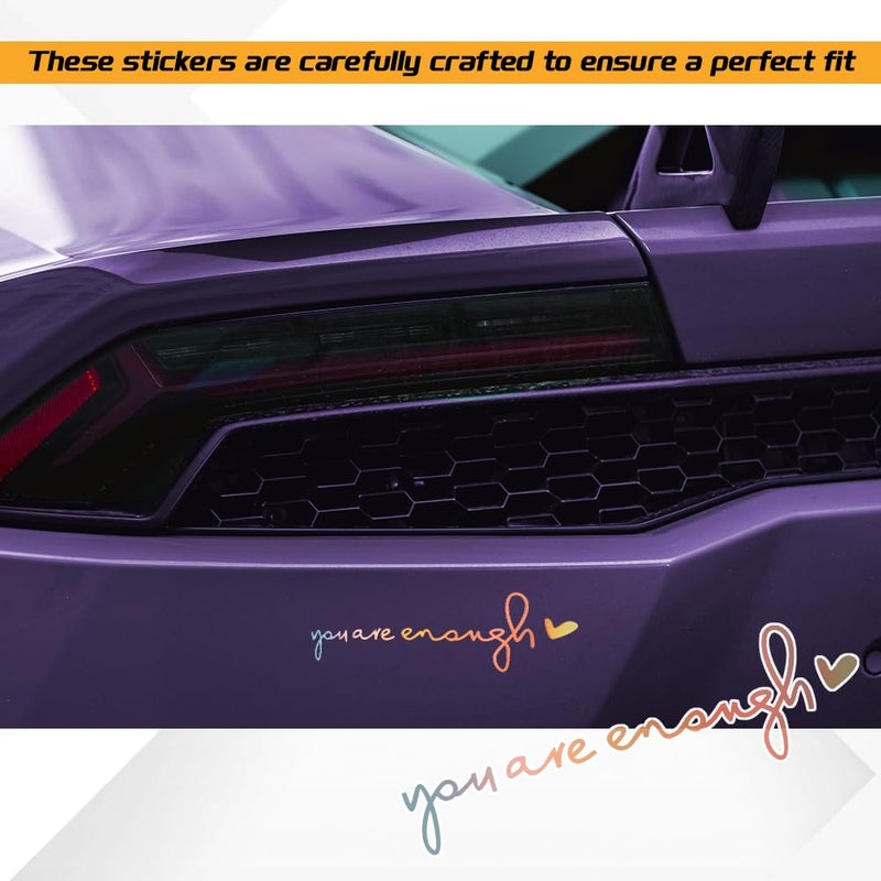 WINUERK You Are Enough Rearview Mirror Decal, Inspirational Vinyl Self-Love Stickers for Cars, Universal Accessories for Women (Laser Silver) - Image 4