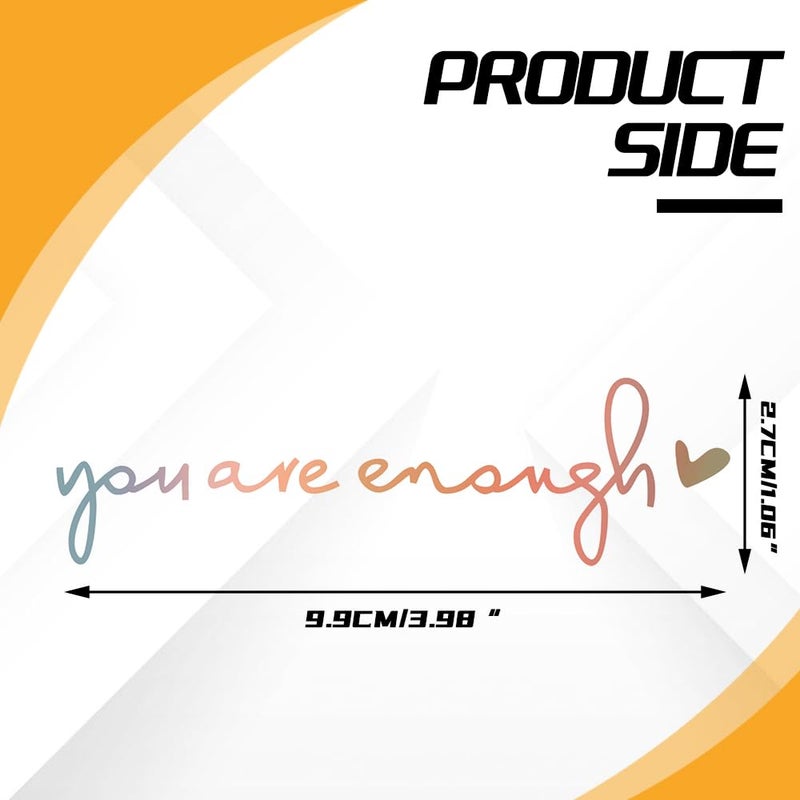 WINUERK You Are Enough Rearview Mirror Decal, Inspirational Vinyl Self-Love Stickers for Cars, Universal Accessories for Women (Laser Silver) - Image 2