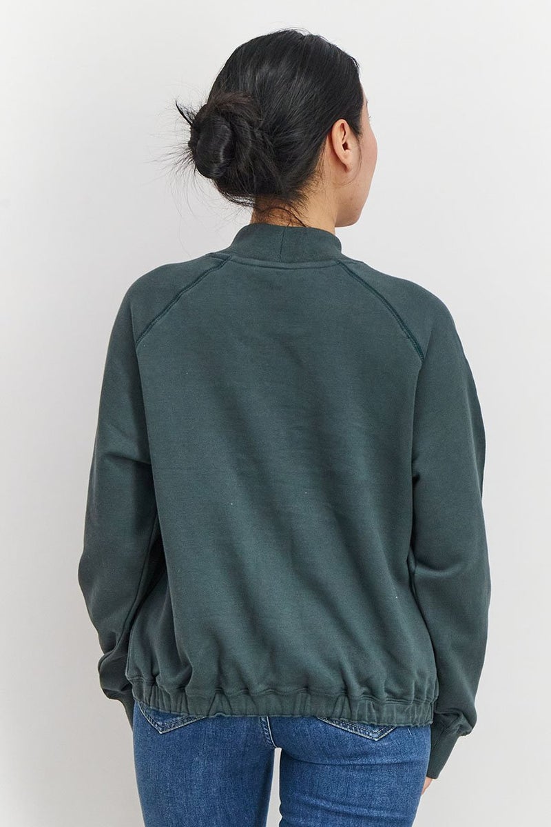 Piping Hot Women Crew Neck Brand Logo Sweatshirt, Green - Image 4