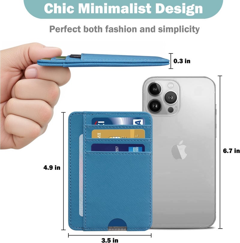 Hot Cool محفظة نحيفة للرجال، بسيطة وعصرية لحفظ بطاقات الائتمان من الجلد مع تقنية حجب RFID للرجال والنساء، هدية منظمة رفيعة، أزرق سماوي - Image 3