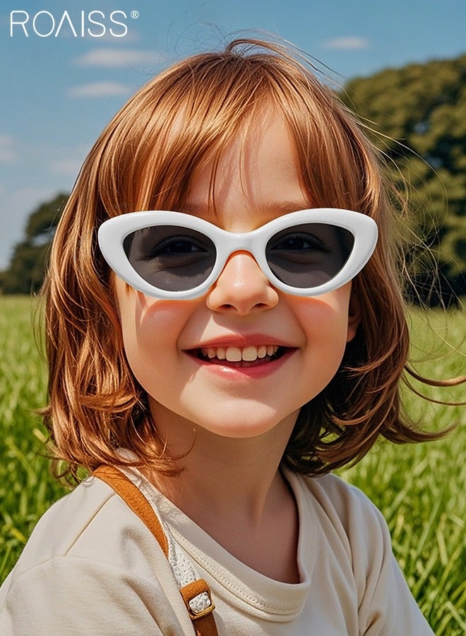 roaiss Cat Eye Polarized Sunglasses for Kids, UV400 Protection Cute Beach Holiday Sun Glasses with Lightweight Flexible TPEE Frame for Boys Girls and Children Age 3-12, Black White - Image 2