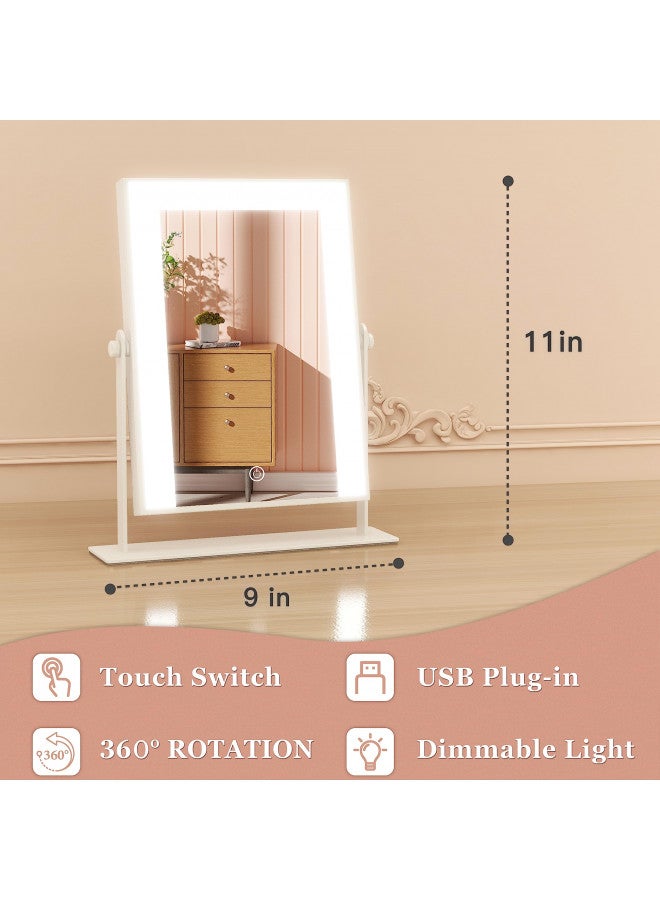 Rolove ROLOVE 9"x11" Small Vanity Mirror with Lights, Lighted Makeup Mirror with Light, Portable Tabletop Cosmetic Make Up Mirror, Smart Touch Control, Dual Power Supply, 360°Rotation - Image 3