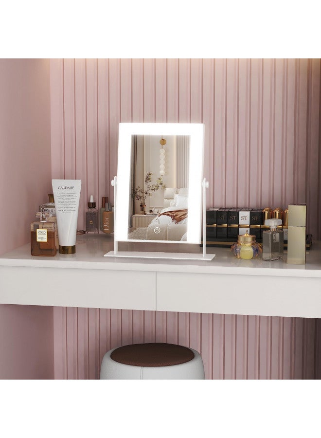 Rolove ROLOVE 9"x11" Small Vanity Mirror with Lights, Lighted Makeup Mirror with Light, Portable Tabletop Cosmetic Make Up Mirror, Smart Touch Control, Dual Power Supply, 360°Rotation - Image 2