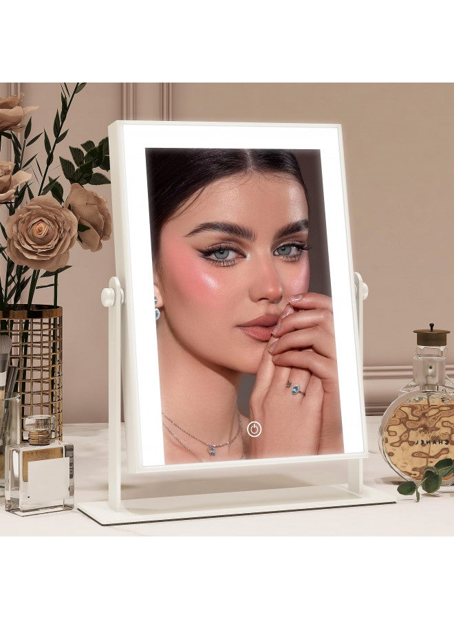 Rolove ROLOVE 9"x11" Small Vanity Mirror with Lights, Lighted Makeup Mirror with Light, Portable Tabletop Cosmetic Make Up Mirror, Smart Touch Control, Dual Power Supply, 360°Rotation - Image 1