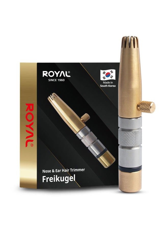 Royal [Made in Korea] Premium Nose Hair Trimmer for Men Freikugel, Manual, Battery-Free, Brass & Stainless Steel, Waterproof, Painless with a Patented Mechanism ET-32 - Image 1