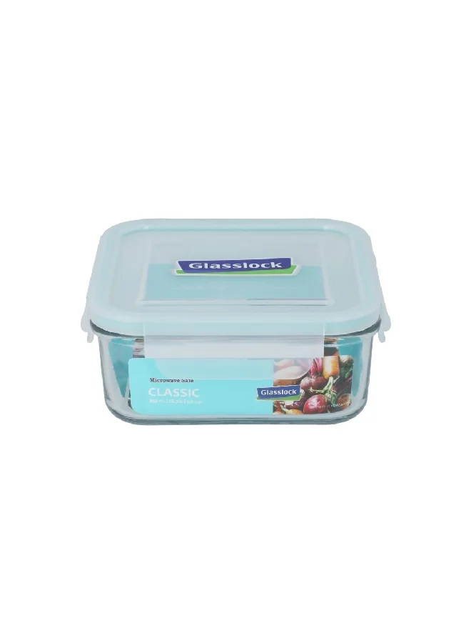 Glasslock Classic Tempered Glass Square Shaped Food Storage Container Clear 850 ml MCSB-090