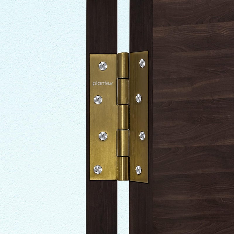 plantex Plantex Heavy Duty Stainless Steel Door Butt Hinges 5 inch x 12 Gauge25 mm Thickness HomeOfficeHotel for Main DoorBedroomKitchenBathroom Pack of 24 Brass Antique  - Image 2