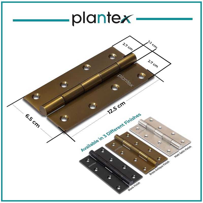 plantex Plantex Heavy Duty Stainless Steel Door Butt Hinges 5 inch x 12 Gauge25 mm Thickness HomeOfficeHotel for Main DoorBedroomKitchenBathroom Pack of 24 Brass Antique  - Image 3