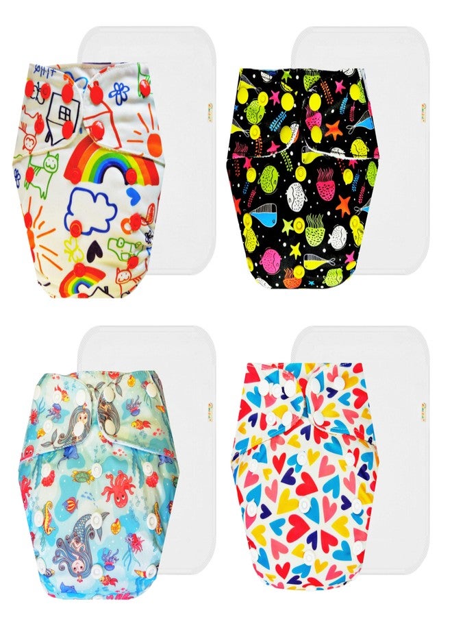 حفاضات دمبلدو القماشية الممتازة مع حشوة قطنية (عبوة من 4) | مضادة للحساسية | مانعة للتسرب | سريعة الجفاف | مثالية لفصل الصيف الهندي | من 3 أشهر إلى 3 سنوات | مناسبة للجنسين - Image 1
