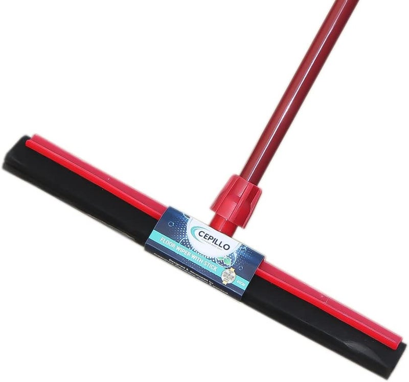 CEPILLO Complete Cleaning Set: Long Handle Dustpan, Broom Brush, and Floor Wiper 45cm - Multipurpose for Home, Kitchen, Bathroom, Office, Lobby - Red (Set of 2) - CP620+CP608 - Image 4