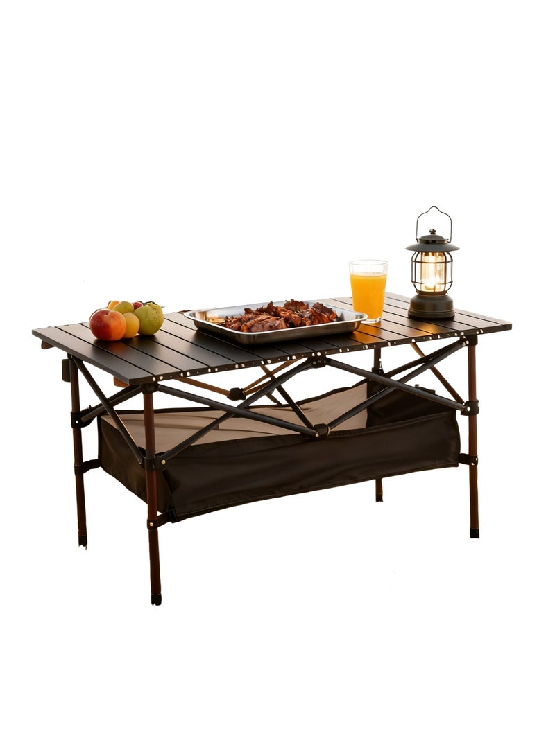 طاولة تخييم قابلة للتعديل, طاولة قابلة للطي مع حقيبة تخزين شبكية للتخييم, الحفلات, الفناء, النزهات, الشاطئ, السفر - Image 1