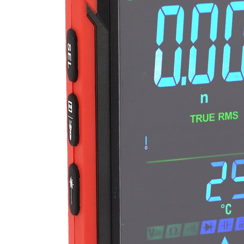 Digital Multimeter: Red Portable Tester With Bright 3-LED Flashlight - Infrared Laser Positioning Clear VA & LCD Display for Dark Environment Electrical Inspections, Live Line Detection - Image 3