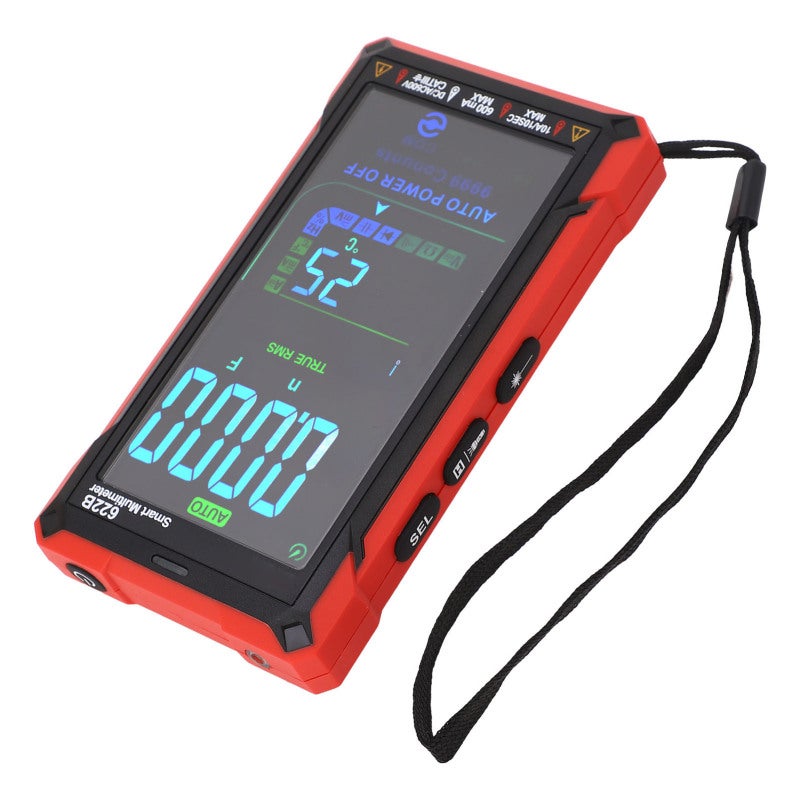 Digital Multimeter: Red Portable Tester With Bright 3-LED Flashlight - Infrared Laser Positioning Clear VA & LCD Display for Dark Environment Electrical Inspections, Live Line Detection - Image 2