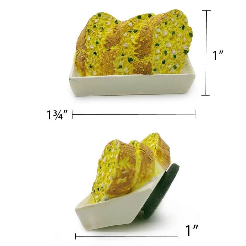 WitnyStore Tiny 1¾" Garlic Bread Magnet - Miniature Hand Made Painted Resin 3D Fast Foods Decorative Refrigerator Fridge Magnets Magnetic Board Kitchen Décor Collectible Souvenir Gifts - Image 3