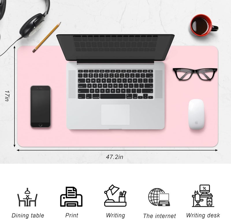 CADONO Leather Desk Pad Protector,Non-Slip Desk Pad,on-Slip PU Leather Large Mouse Pad,Easy Clean Desk Protecor Mat,Writing Pad for Office Work/Home/Decor(Blue, 47.2" x 17") - Image 2
