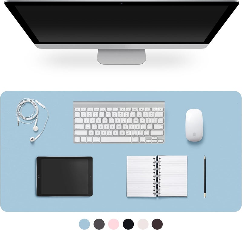 CADONO Leather Desk Pad Protector,Non-Slip Desk Pad,on-Slip PU Leather Large Mouse Pad,Easy Clean Desk Protecor Mat,Writing Pad for Office Work/Home/Decor(Blue, 47.2" x 17") - Image 1