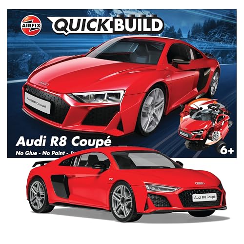 Airfix J6049 Quickbuild Plastic Model Car Kits Audi R8 Coupe Easy Assembly Snap Together Kit Classic Car for Adults Kids to Build Model Vehicles Building Toys Set - Image 1