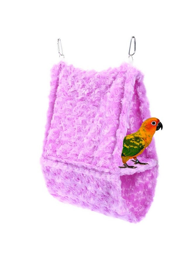 Comidox Double layer Plush Snuggle Bird Hammock Hanging Snuggle Cave Happy Hut Bird Parrot Hideaway Size L (36x14x25) Purple - Image 1