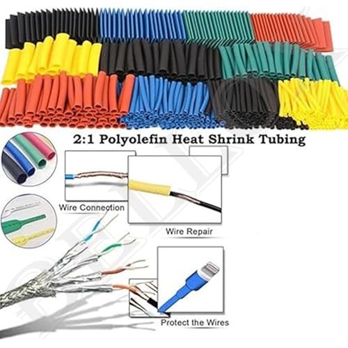 VIVUE 560Pieces Heat Shrink Tubing 2:1- Electrical Wire Cable Sleeving Wrap, Cable Wrap Assortment Electric Insulation Heat Shrink Tube Kit with Box(5 colors/12 Sizes) Black, Red, Blue, Yellow, Green - Image 2