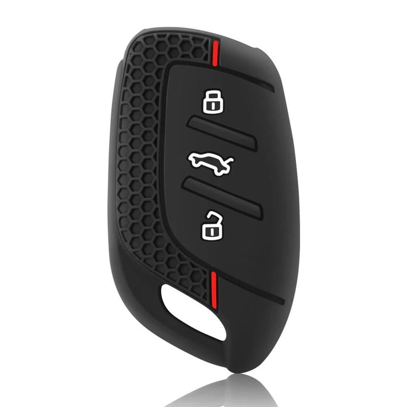 Silicone Key Cover: Black Precision-Molded 3-Button Fit - Slim Non-Bulk Grip Key Fob Case for MG 4, MG4 EV, MG HS, GT, ZS EV, ZX, MG5, MG6 Car Key Protection - Image 1