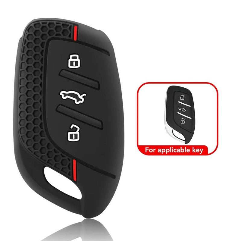 Silicone Key Cover: Black Precision-Molded 3-Button Fit - Slim Non-Bulk Grip Key Fob Case for MG 4, MG4 EV, MG HS, GT, ZS EV, ZX, MG5, MG6 Car Key Protection - Image 3